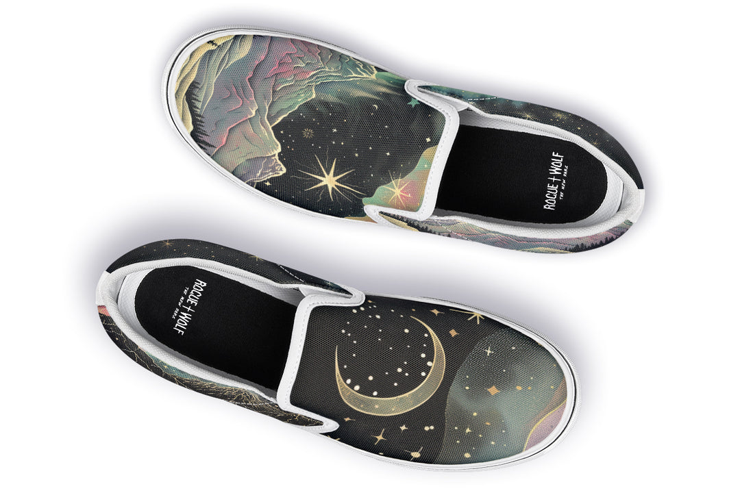 Northern Lights Slipons - Comfortable Vegan Canvas Shoes with Easy Elastic In-Step