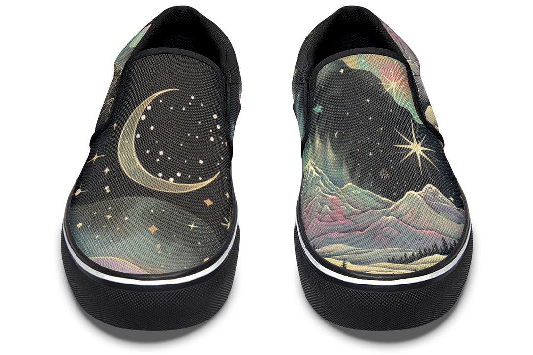 Northern Lights Slipons - Comfortable Vegan Canvas Shoes with Easy Elastic In-Step