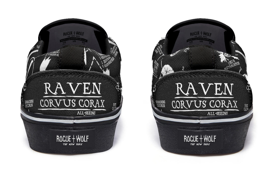 Raven Study Slipons - Comfortable Vegan Canvas Shoes with Easy Elastic In-Step