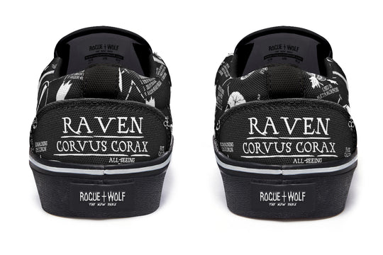 Raven Study Slipons - Comfortable Vegan Canvas Shoes with Easy Elastic In-Step