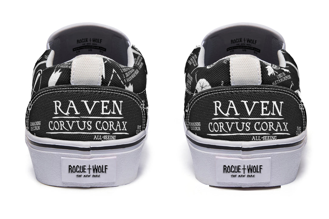 Raven Study Slipons - Comfortable Vegan Canvas Shoes with Easy Elastic In-Step