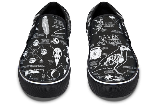 Raven Study Slipons - Comfortable Vegan Canvas Shoes with Easy Elastic In-Step