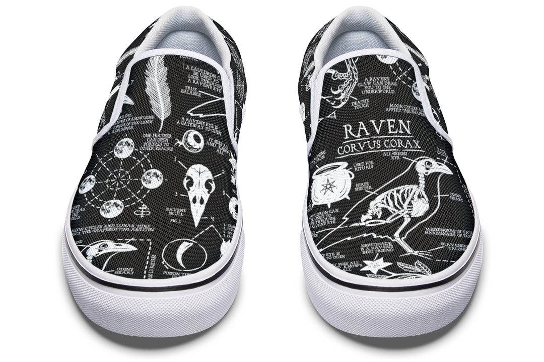 Raven Study Slipons - Comfortable Vegan Canvas Shoes with Easy Elastic In-Step