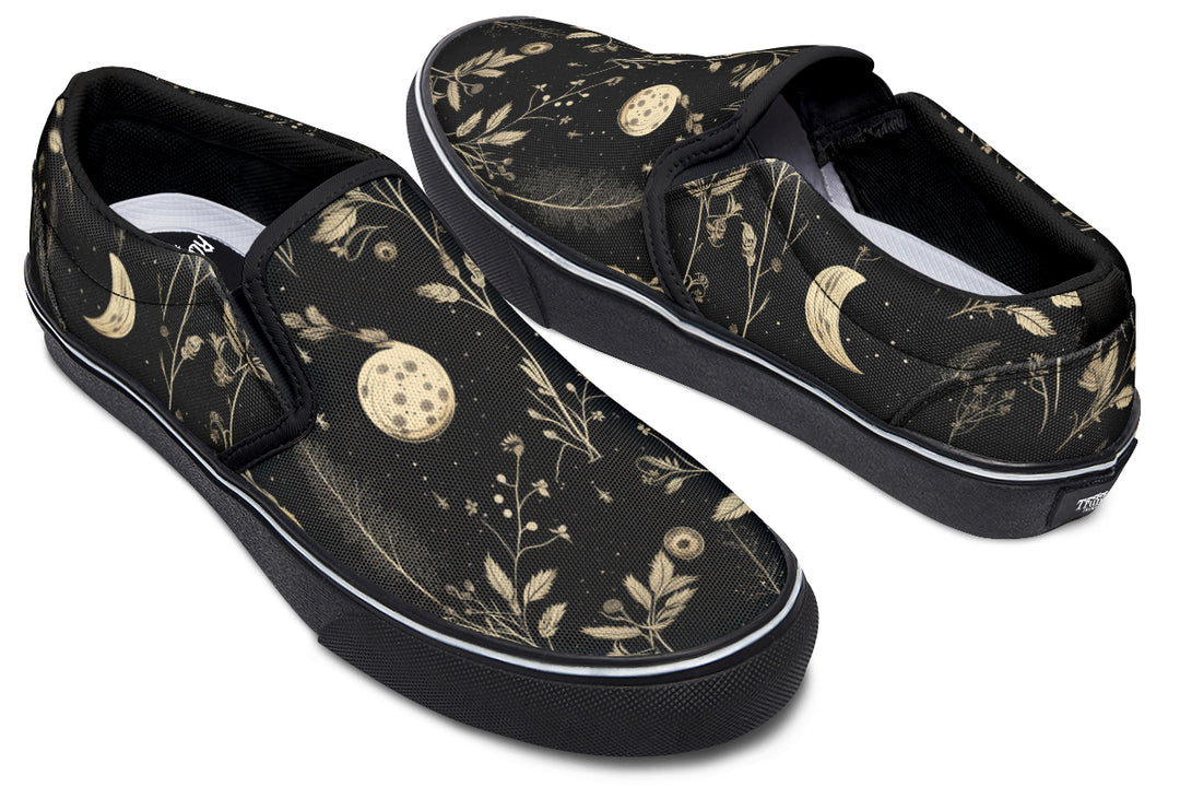 Twilight Garden Slipons - Comfortable Vegan Canvas Shoes with Easy Elastic In-Step