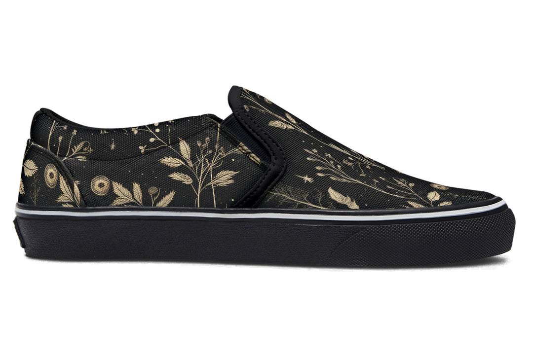 Twilight Garden Slipons - Comfortable Vegan Canvas Shoes with Easy Elastic In-Step