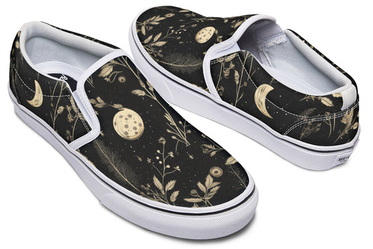 Twilight Garden Slipons - Comfortable Vegan Canvas Shoes with Easy Elastic In-Step