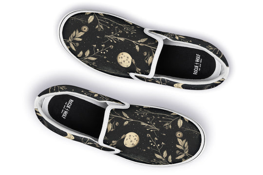 Twilight Garden Slipons - Comfortable Vegan Canvas Shoes with Easy Elastic In-Step