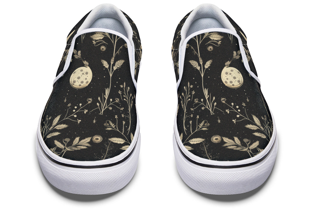 Twilight Garden Slipons - Comfortable Vegan Canvas Shoes with Easy Elastic In-Step