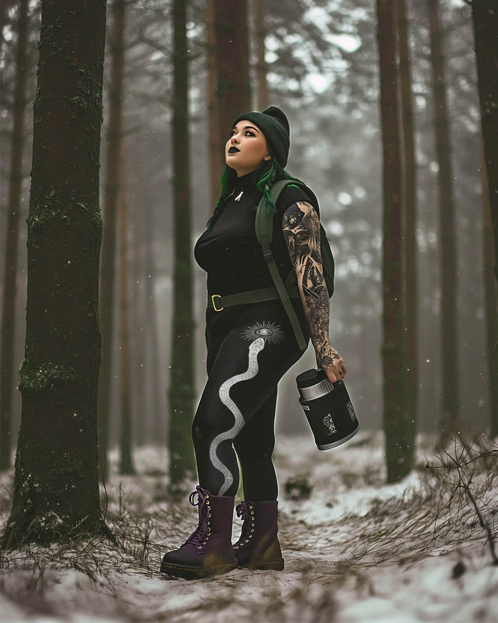 Snake Charmer Plus Size Leggings - Vegan Gothic Activewear Witchy