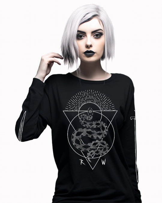 Rebirth Long Sleeve Unisex Tee - Unisex Vegan Gothic Clothing - Alternative Occult Ethical Fashion - On Demand Eco-friendly Sustainable Product