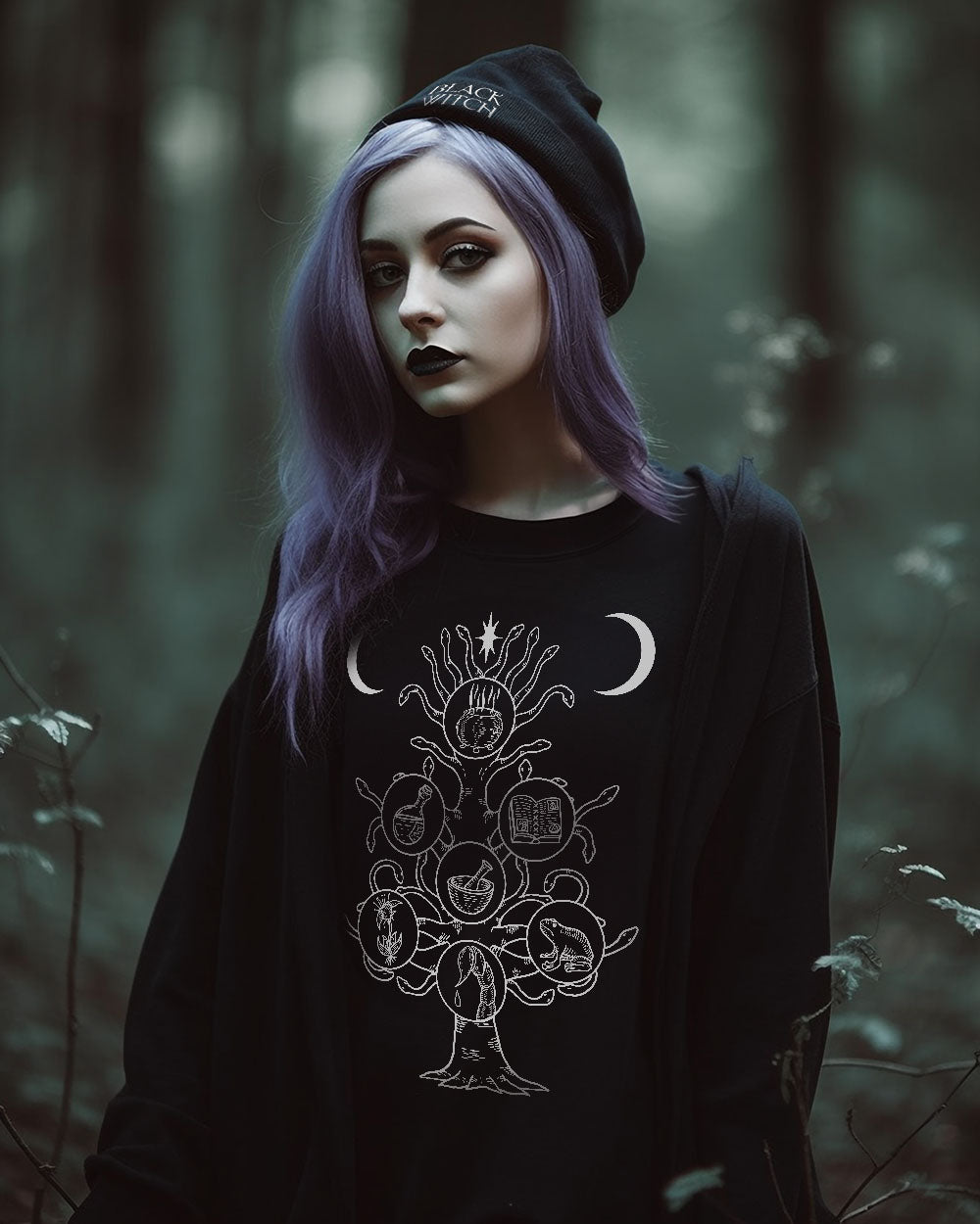 Tree of Life Long Sleeve Unisex Tee: Witchy Pagan Gothic Clothing - Alternative Occult Vegan - On Demand Eco-friendly Sustainable Fashion