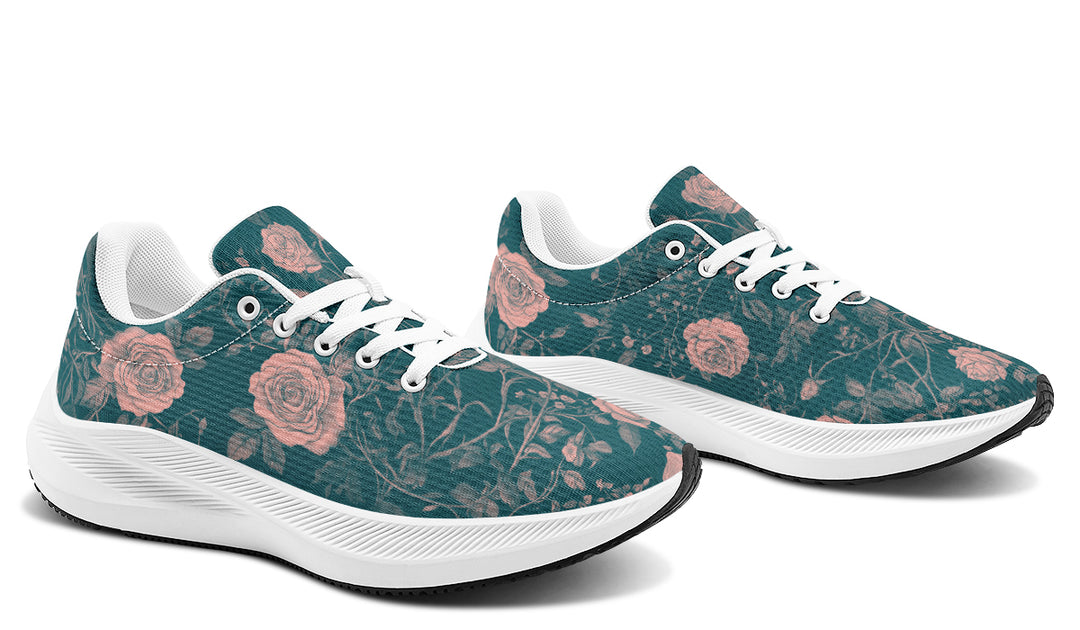 Teal Rose Romance Sneakers
