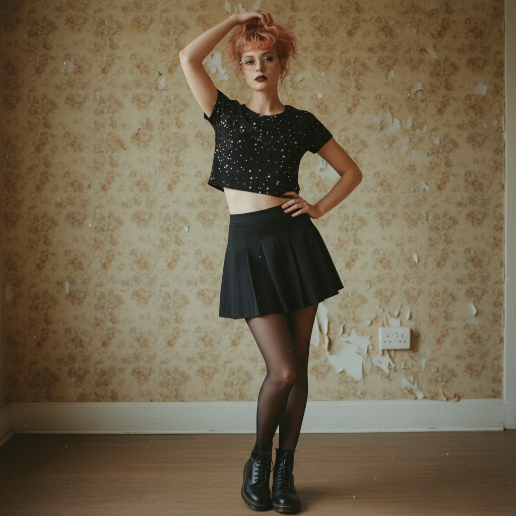 Starry Night Short Sleeve Crop Top