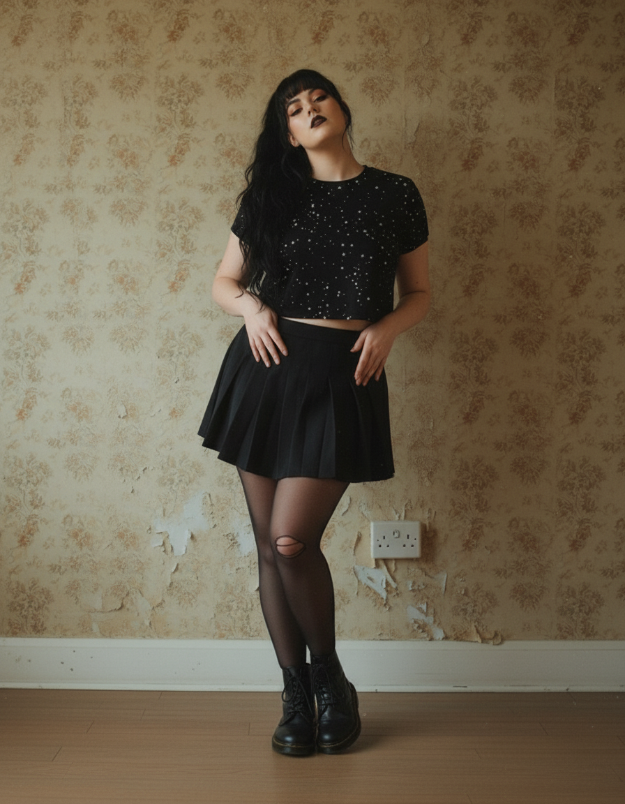 Starry Night Short Sleeve Crop Top