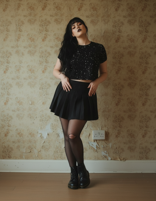 Starry Night Short Sleeve Crop Top