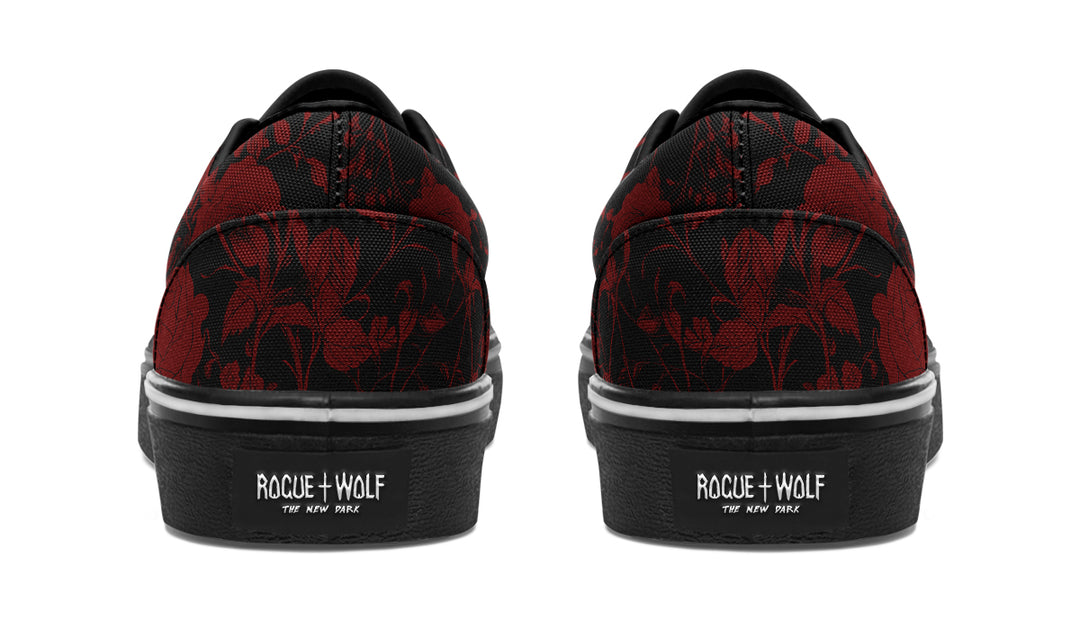 Blood Rose Romance Street Sneakers - Premium Vegan Canvas Sneakers with Durable Waffle Soles