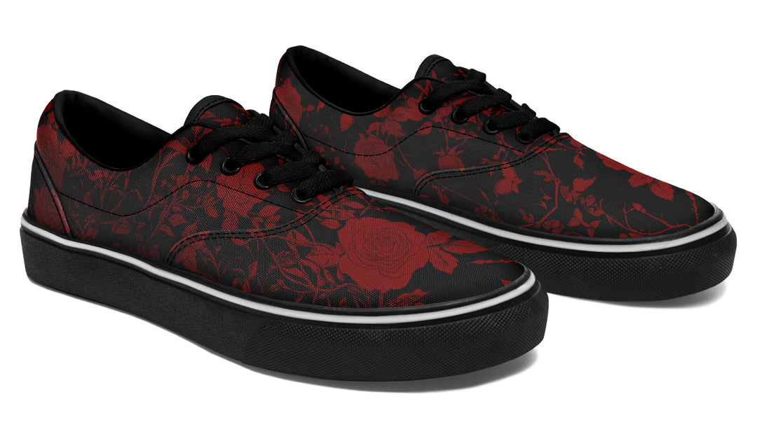 Blood Rose Romance Street Sneakers - Premium Vegan Canvas Sneakers with Durable Waffle Soles