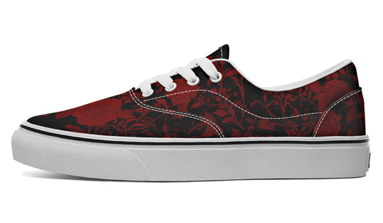 Blood Rose Romance Street Sneakers - Premium Vegan Canvas Sneakers with Durable Waffle Soles