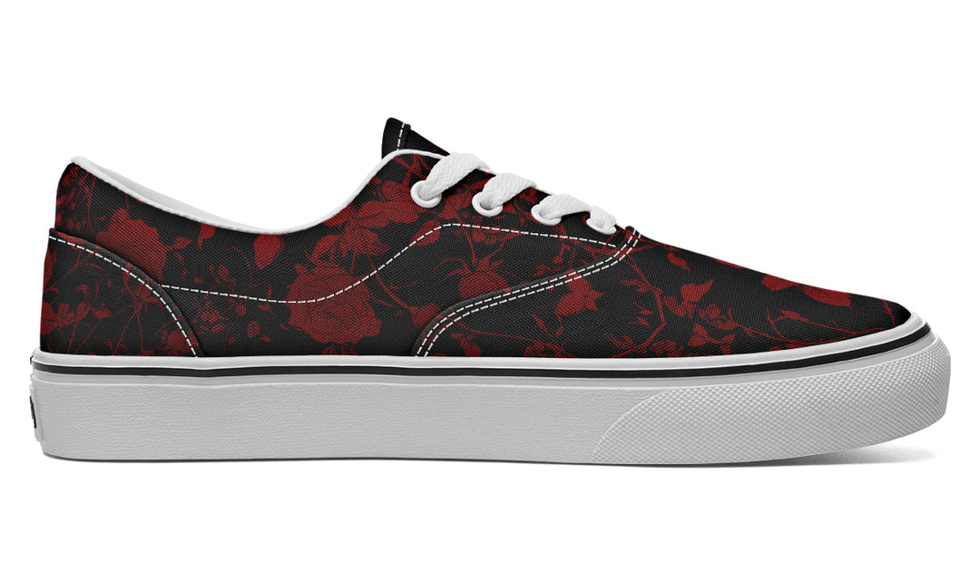 Blood Rose Romance Street Sneakers - Premium Vegan Canvas Sneakers with Durable Waffle Soles