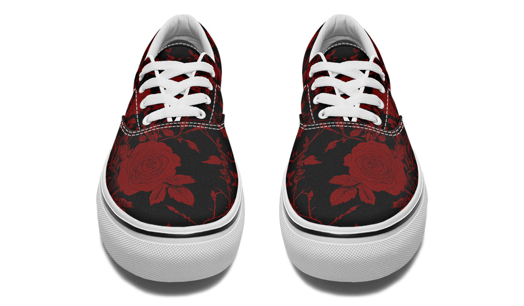 Blood Rose Romance Street Sneakers - Premium Vegan Canvas Sneakers with Durable Waffle Soles