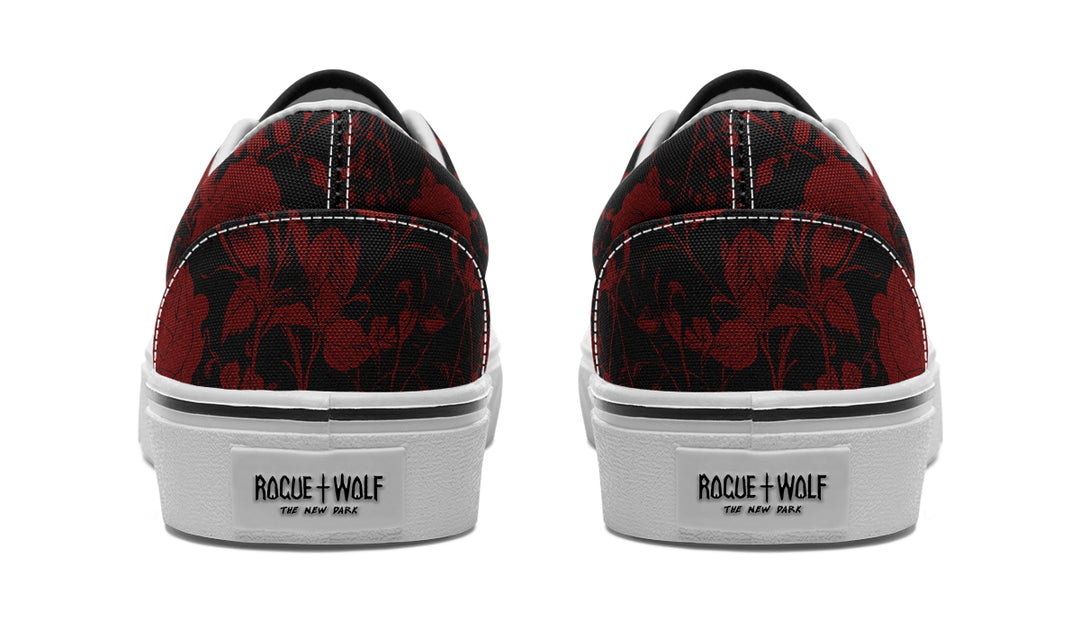 Blood Rose Romance Street Sneakers - Premium Vegan Canvas Sneakers with Durable Waffle Soles