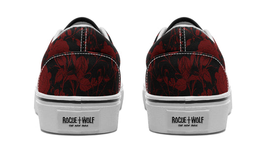 Blood Rose Romance Street Sneakers - Premium Vegan Canvas Sneakers with Durable Waffle Soles