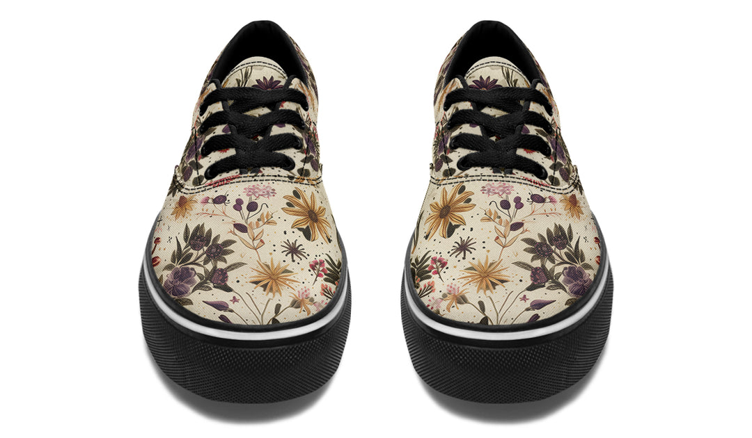 Enchanted Blossoms Street Sneakers - Premium Vegan Canvas Sneakers with Durable Waffle Soles