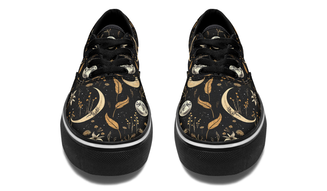 Moonlit Botanica Street Sneakers - Premium Vegan Canvas Sneakers with Durable Waffle Soles