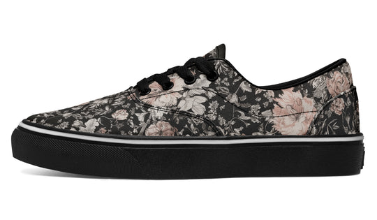 Vintage Peonies Street Sneakers - Premium Vegan Canvas Sneakers with Durable Waffle Soles