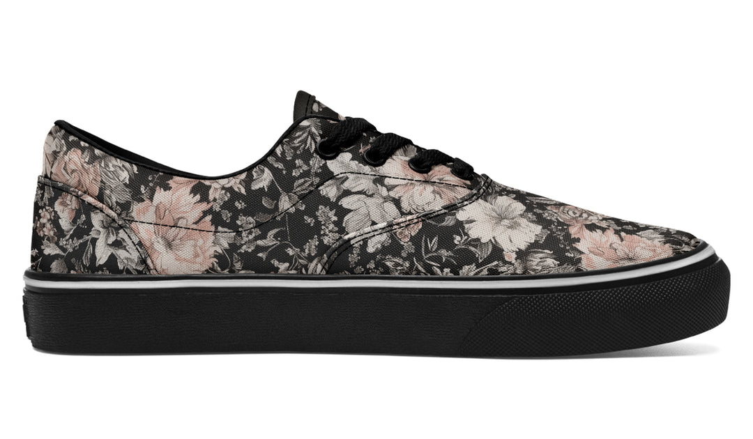 Vintage Peonies Street Sneakers - Premium Vegan Canvas Sneakers with Durable Waffle Soles