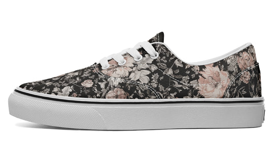 Vintage Peonies Street Sneakers - Premium Vegan Canvas Sneakers with Durable Waffle Soles