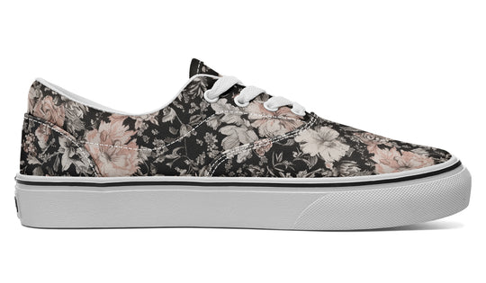 Vintage Peonies Street Sneakers - Premium Vegan Canvas Sneakers with Durable Waffle Soles