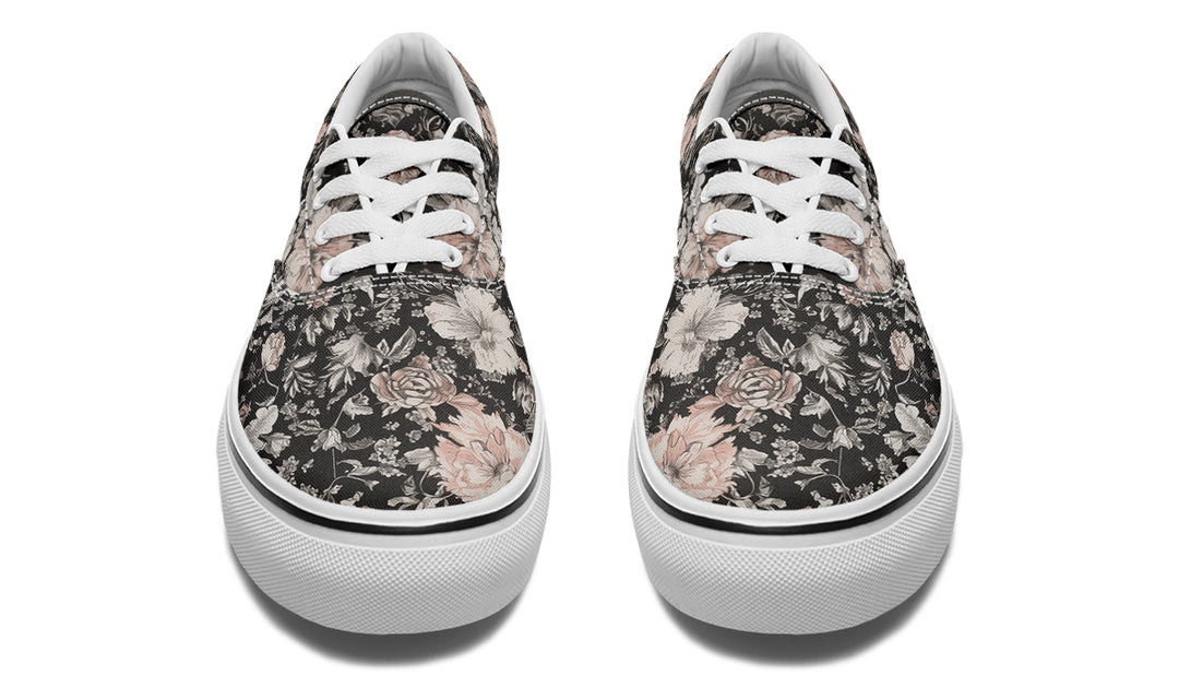 Vintage Peonies Street Sneakers - Premium Vegan Canvas Sneakers with Durable Waffle Soles