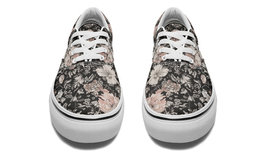 Vintage Peonies Street Sneakers - Premium Vegan Canvas Sneakers with Durable Waffle Soles