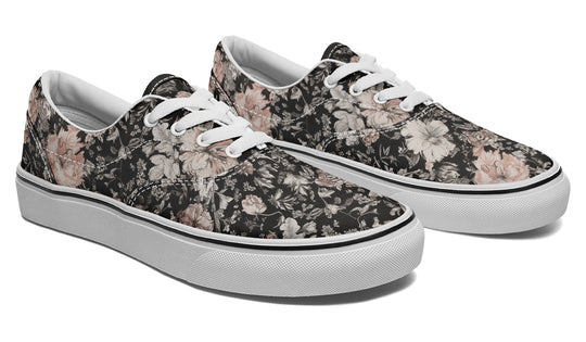 Vintage Peonies Street Sneakers - Premium Vegan Canvas Sneakers with Durable Waffle Soles