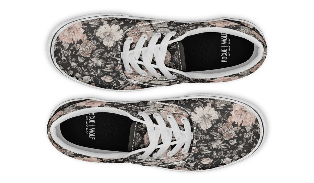 Vintage Peonies Street Sneakers - Premium Vegan Canvas Sneakers with Durable Waffle Soles