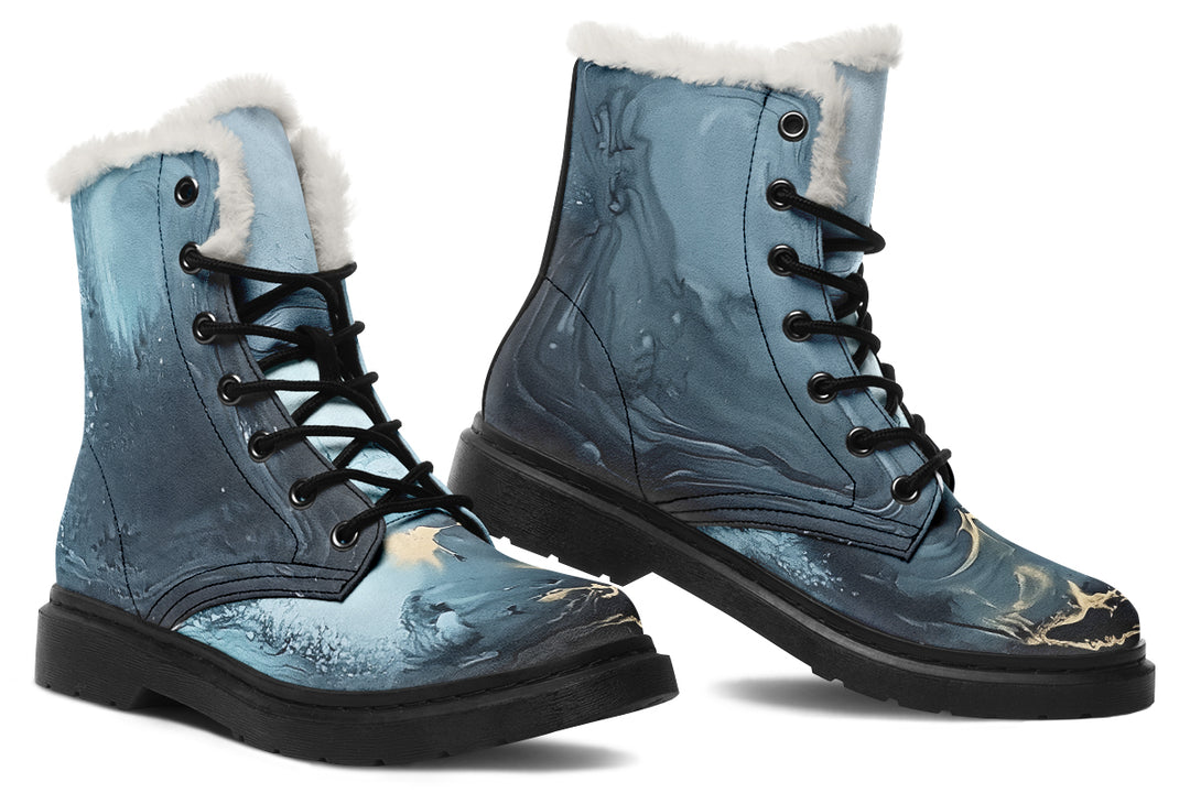 Abyss Flow Winter Boots - Warm Micro-Suede Doc-Style Boots Lined with Vegan Wool