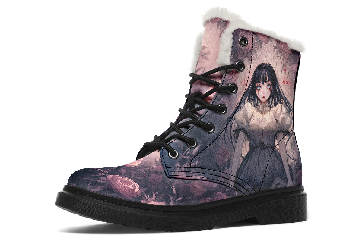 All Alone Winter Boots – Rogue + Wolf Vegan Suede Gothic Anime Boots