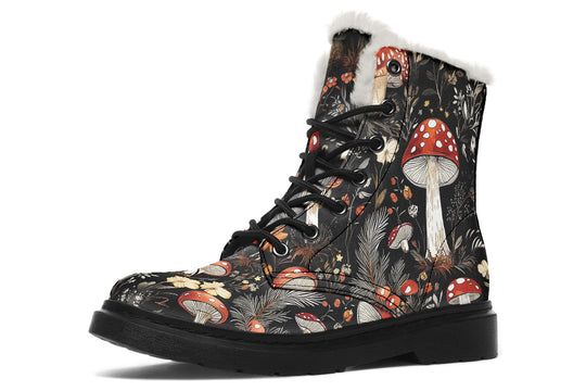 Amanita Winter Boots - Warm Micro-Suede Doc-Style Boots Lined with Vegan Wool