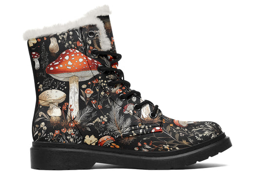 Amanita Winter Boots - Warm Micro-Suede Doc-Style Boots Lined with Vegan Wool