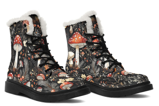 Amanita Winter Boots - Warm Micro-Suede Doc-Style Boots Lined with Vegan Wool