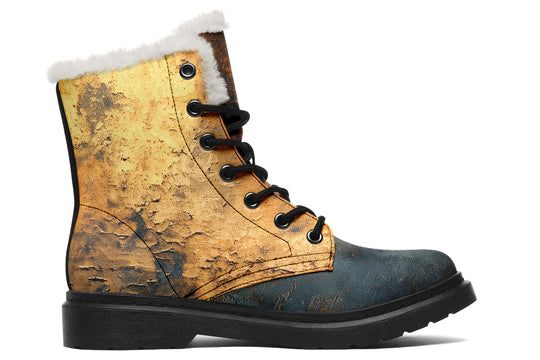 Amber Slate Winter Boots - Warm Micro-Suede Doc-Style Boots Lined with Vegan Wool