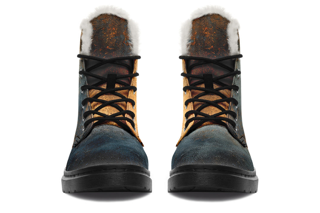 Amber Slate Winter Boots - Warm Micro-Suede Doc-Style Boots Lined with Vegan Wool