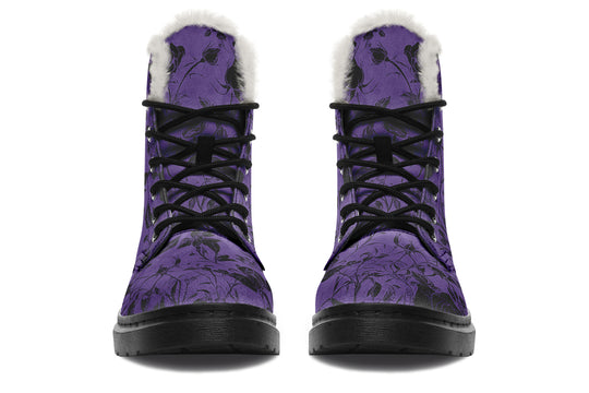 Amethyst Rose Romance Winter Boots - Warm Micro-Suede Doc-Style Boots Lined with Vegan Wool