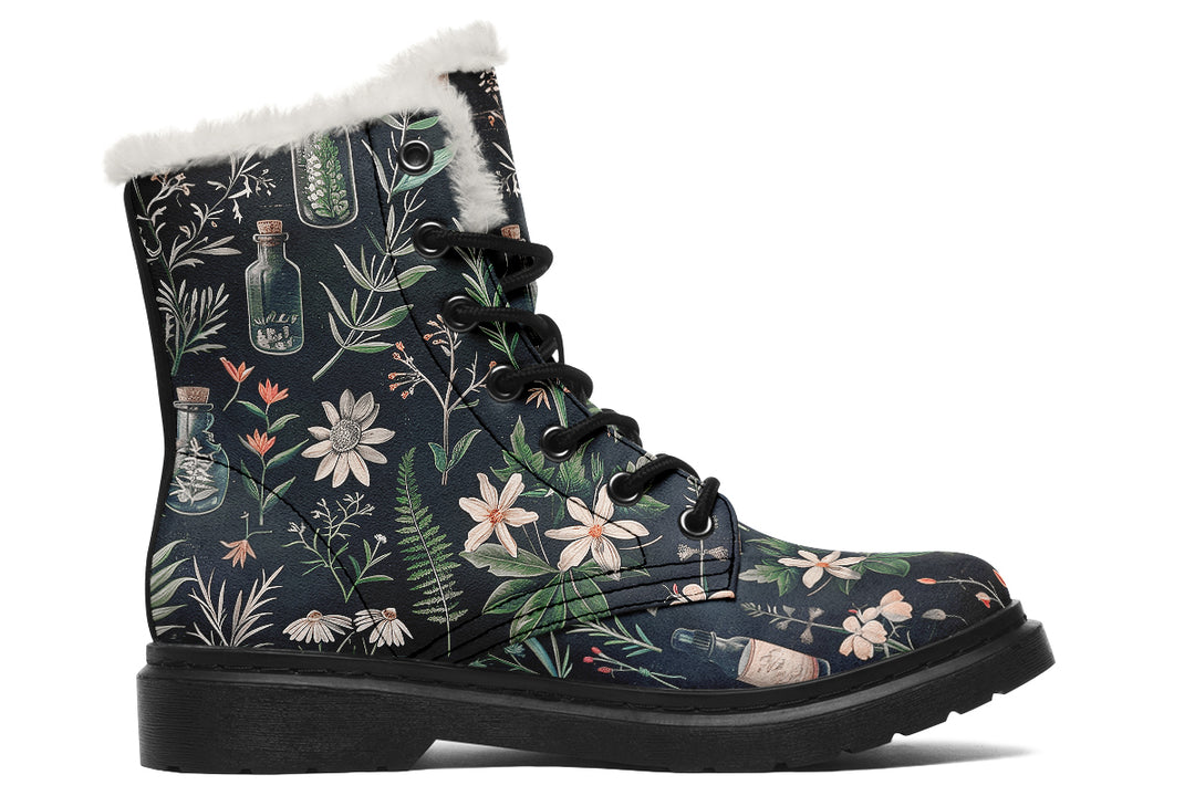 Apothecary Haven Winter Boots - Warm Micro-Suede Doc-Style Boots Lined with Vegan Wool