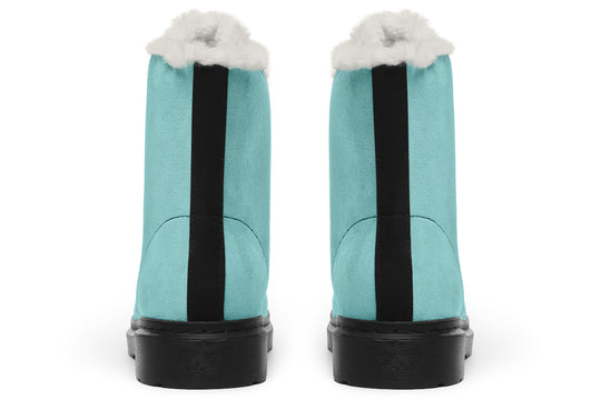 Aqua Mist Winter Boots - Warm Micro-Suede Doc-Style Boots Lined with Vegan Wool