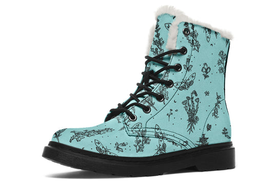 Aqua Nightshade Winter Boots - Warm Micro-Suede Doc-Style Boots Lined with Vegan Wool