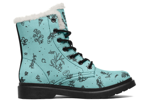 Aqua Nightshade Winter Boots - Warm Micro-Suede Doc-Style Boots Lined with Vegan Wool