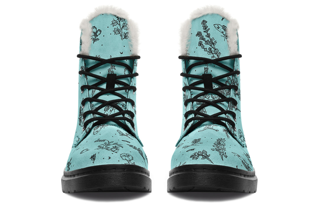 Aqua Nightshade Winter Boots - Warm Micro-Suede Doc-Style Boots Lined with Vegan Wool