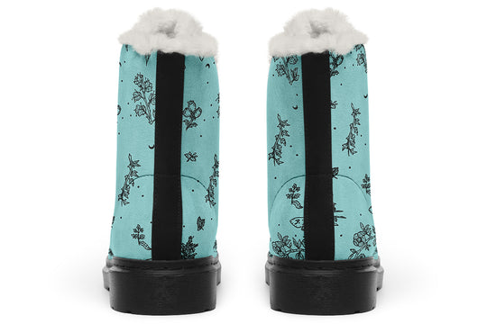 Aqua Nightshade Winter Boots - Warm Micro-Suede Doc-Style Boots Lined with Vegan Wool